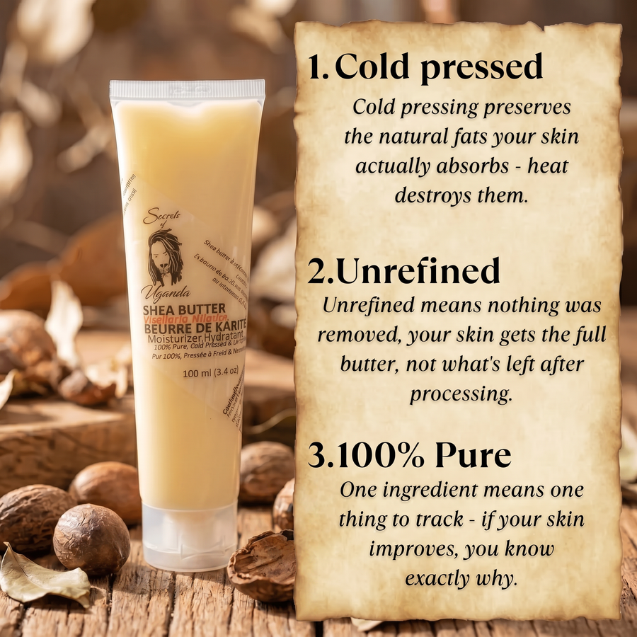 Nilotica Shea Butter for Very Dry & Sensitive Skin | Unscented Pure Moisturizer 100ml