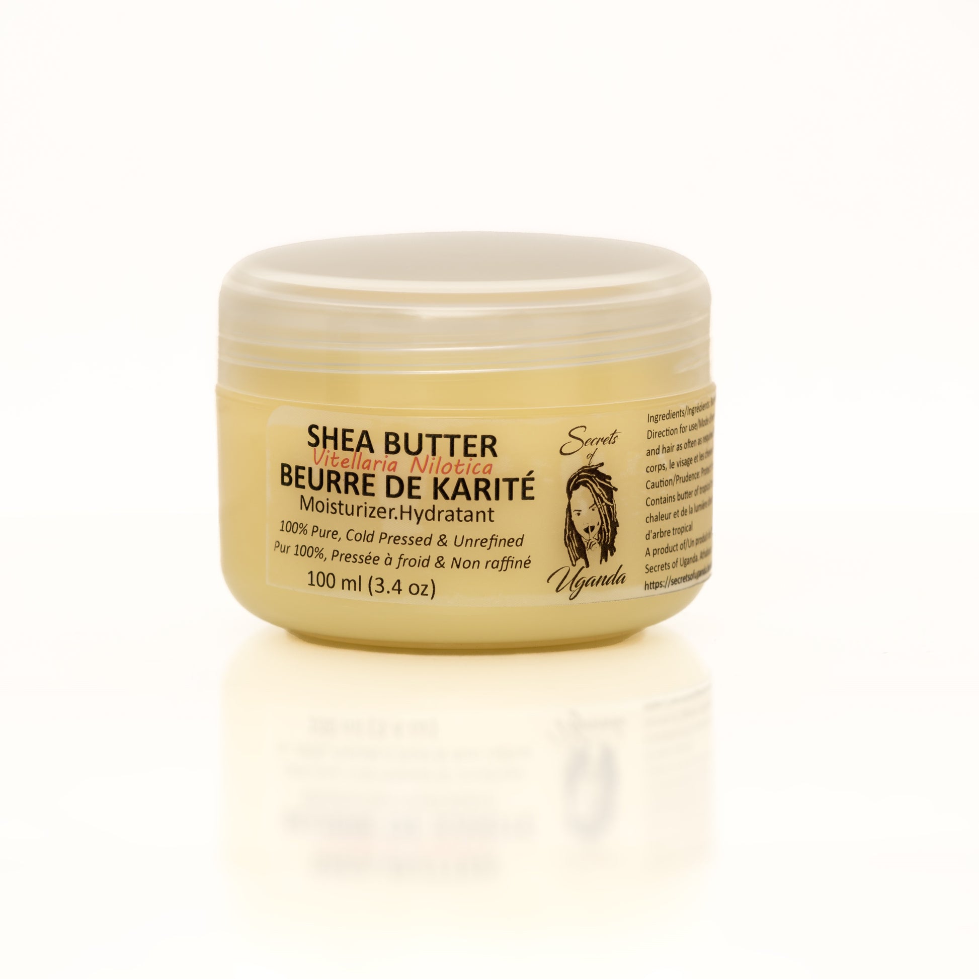 100ml Jar of Nilotica Shea Butter on a White Background