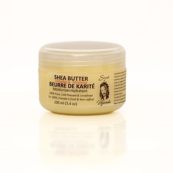 100ml Jar of Nilotica Shea Butter on a White Background