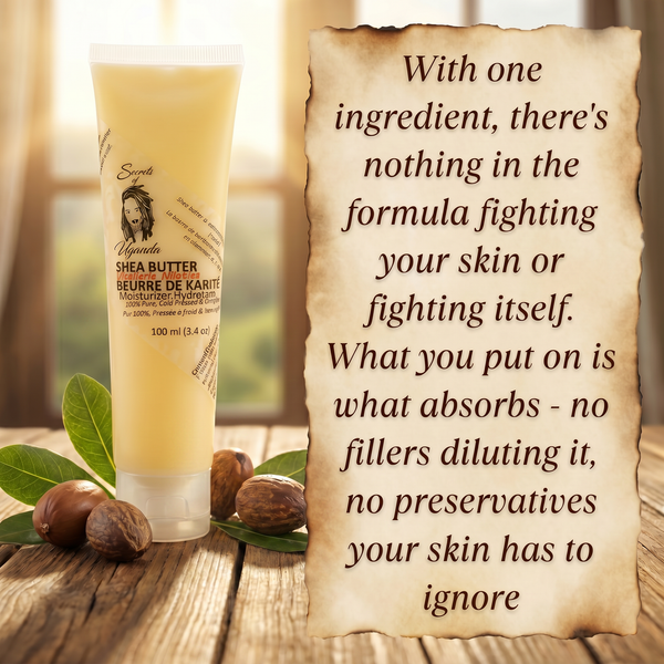 Nilotica Shea Butter for Very Dry & Sensitive Skin | Unscented Pure Moisturizer 100ml