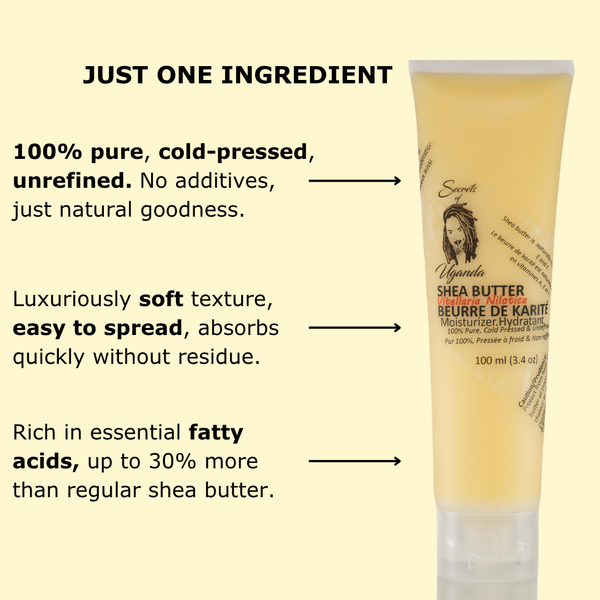 Nilotica Shea Butter for Very Dry & Sensitive Skin | Unscented Pure Moisturizer 100ml