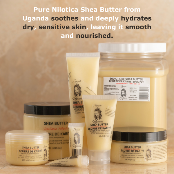 Nilotica Shea Butter for Very Dry & Sensitive Skin | Unscented Pure Moisturizer 100ml