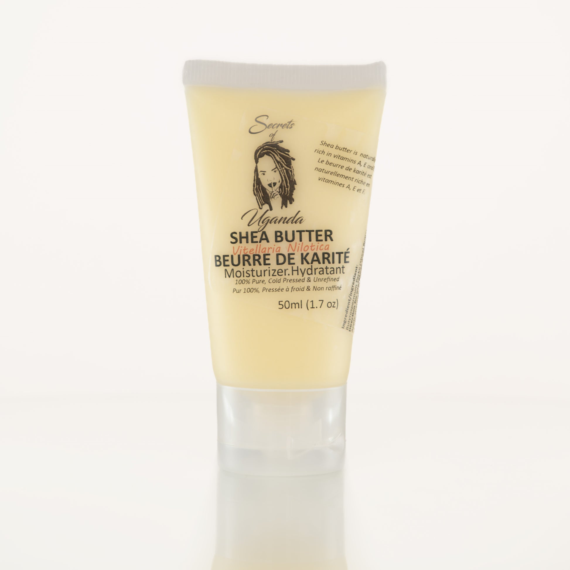 50ml Tube of Nilotica Shea Butter on a White Background
