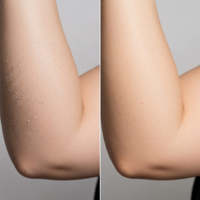 Smooth, even-looking skin on forearms